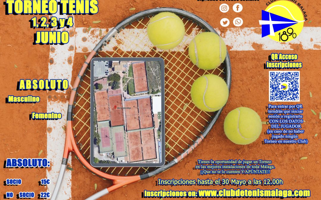 TORNEO TENIS 1,2,3 Y 4 JUNIO