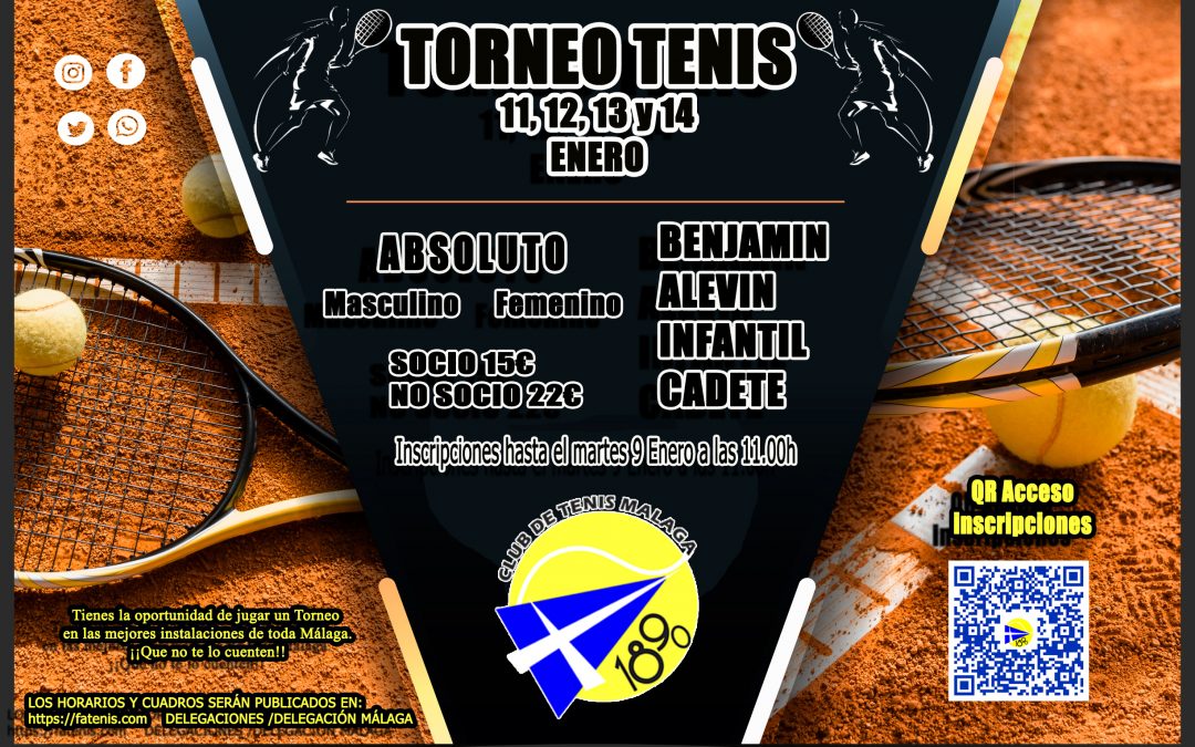 TORNEO ABSOLUTO Y JUVENIL 11,12,13 Y 14 ENERO 2024