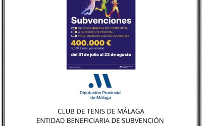 Subvención del Área de Deportes de la Diputación de Málaga