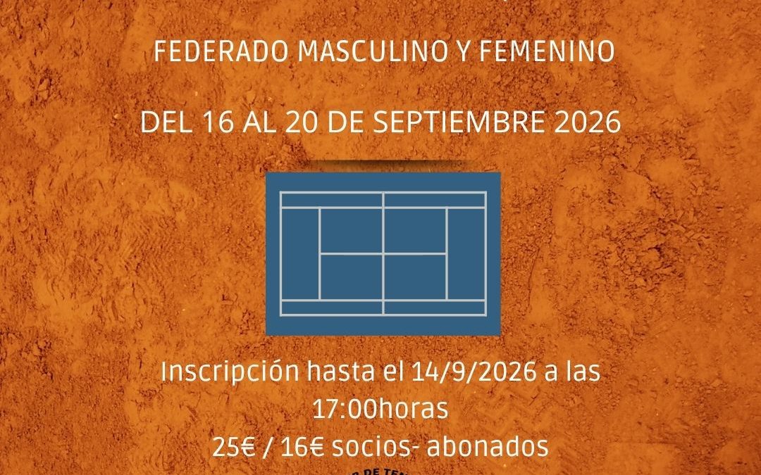 Torneo tenis septiembre 2026