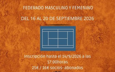 Torneo tenis septiembre 2026